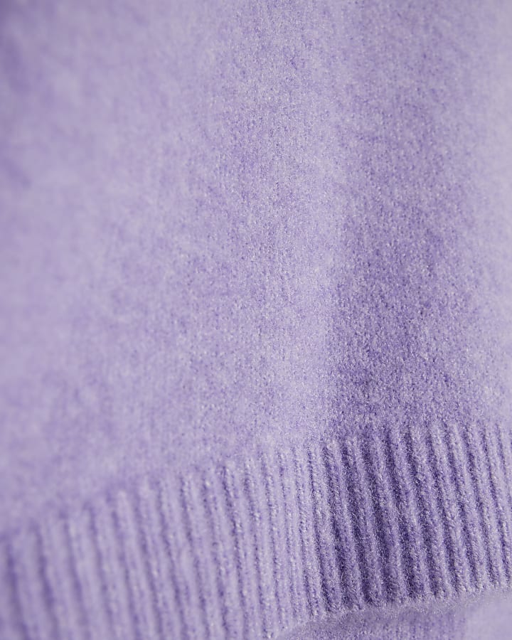 Purple Knitted Crew Neck Jumper