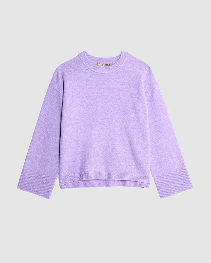 Purple Knitted Crew Neck Jumper
