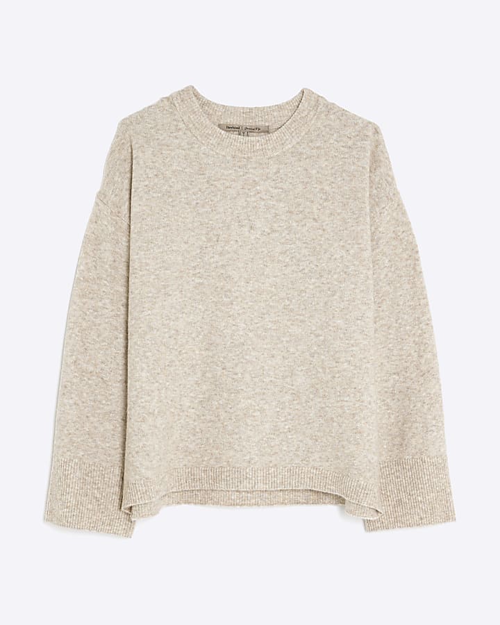 Beige Crew Neck Jumper