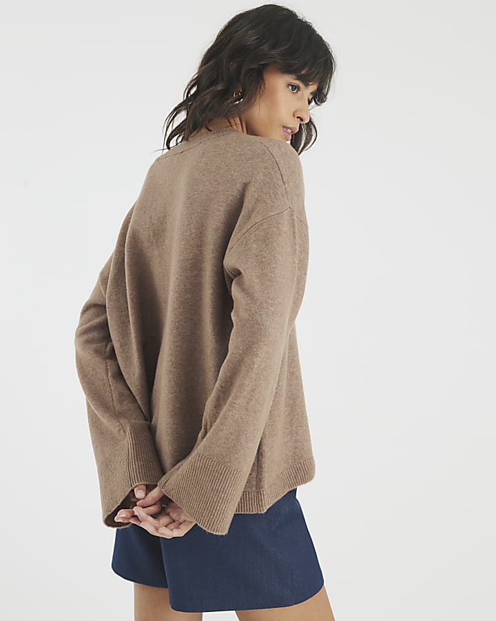 Brown Knitted Long Sleeve Jumper