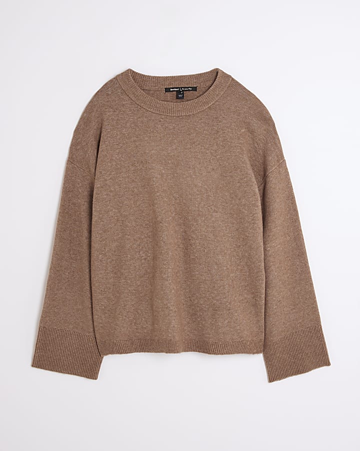 Brown Knitted Long Sleeve Jumper