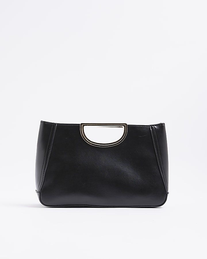 Black Metal Handle Clutch Bag