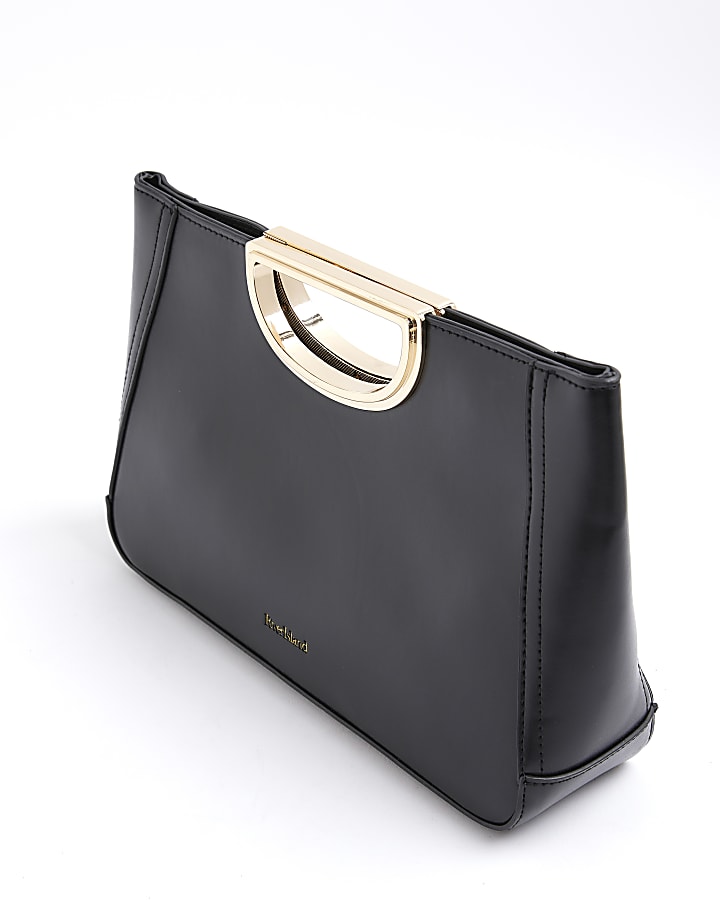 Black Metal Handle Clutch Bag