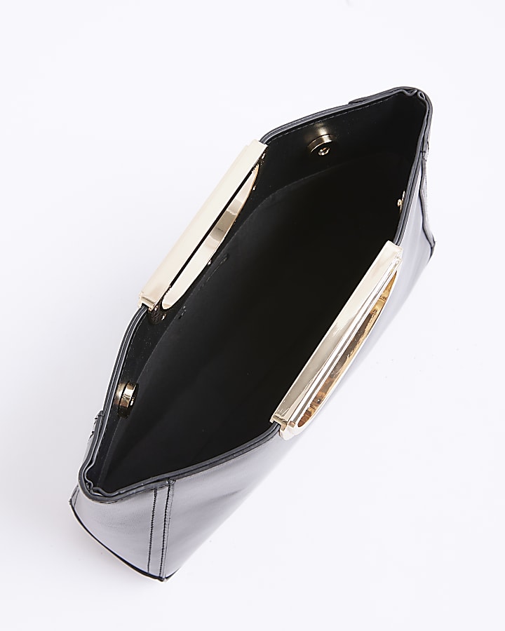 Black Metal Handle Clutch Bag