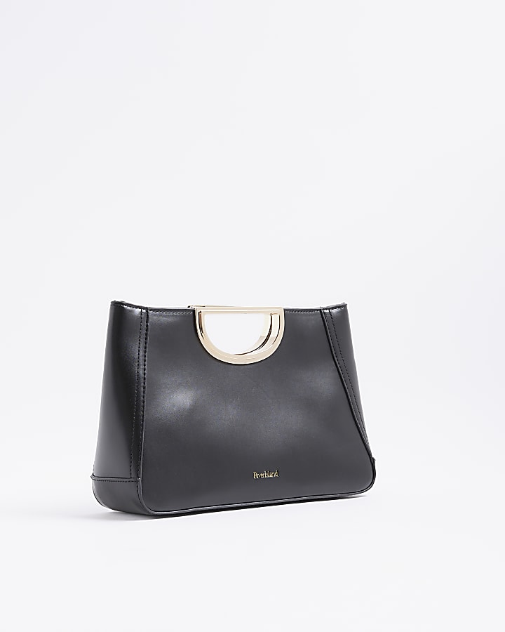 Black Metal Handle Clutch Bag