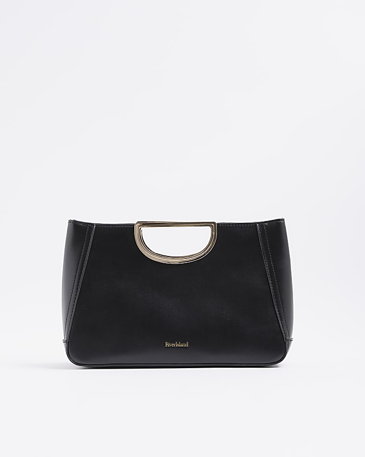 Black Metal Handle Clutch Bag