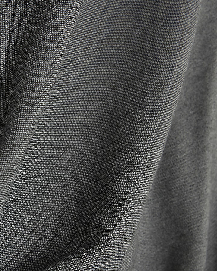 Grey Belted Drape Midi Dress