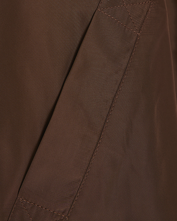 Brown Bubble Hem Bomber Jacket