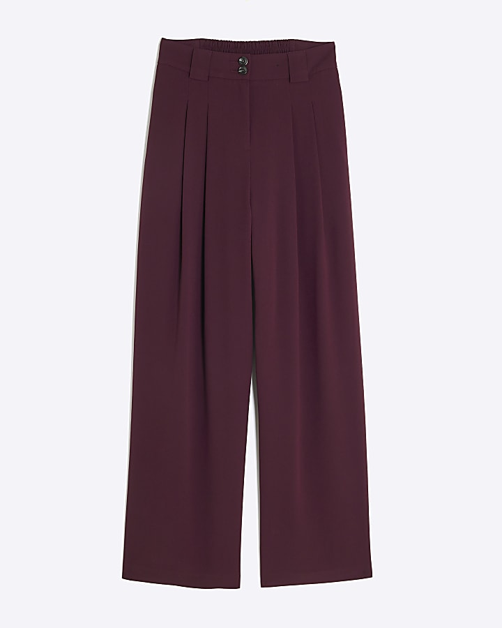 Purple Wide Leg Tailored Trousers