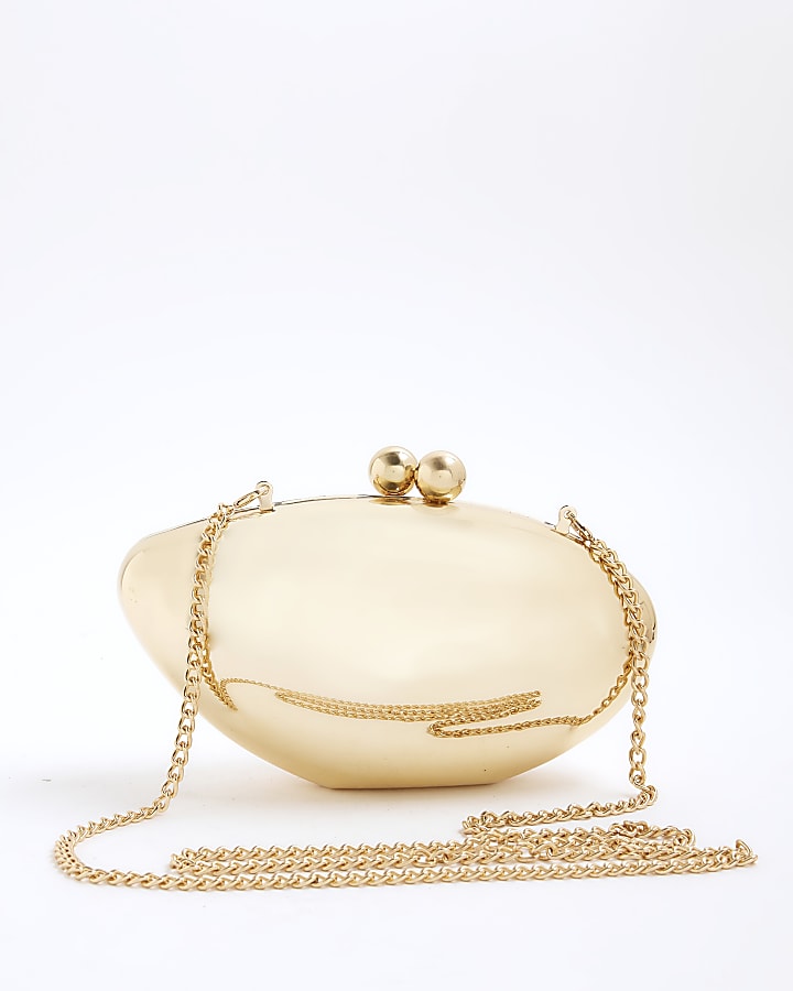 Gold Premium Pebble Box Clutch bag