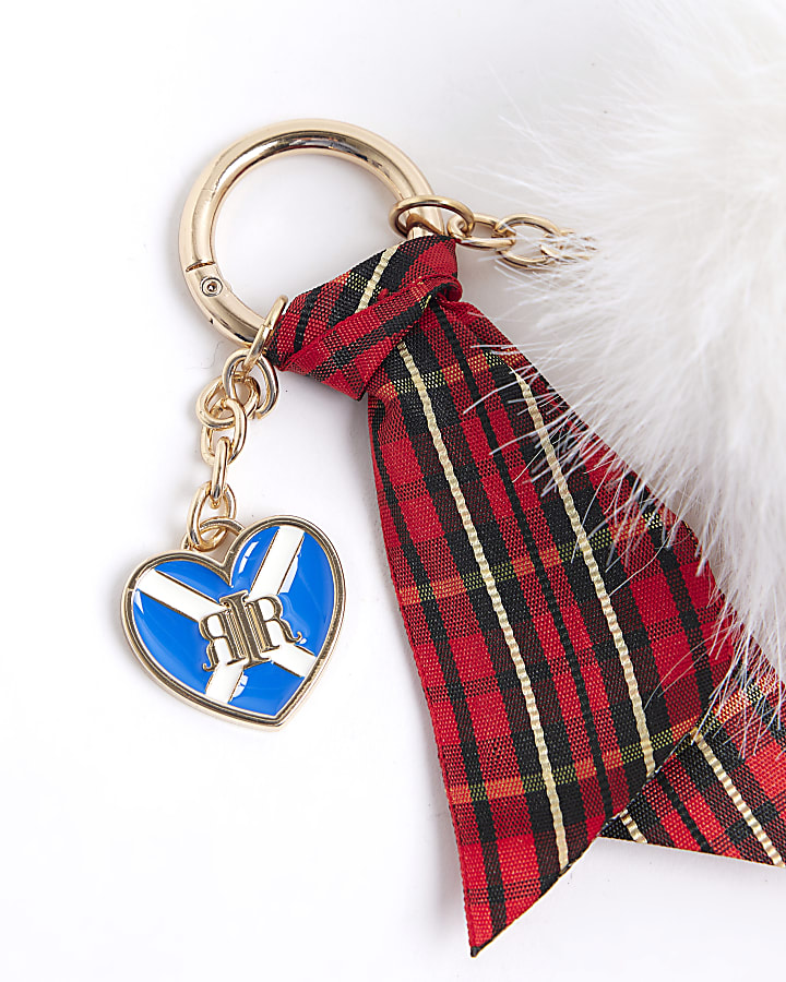 Cream Scotland Faux Fur Pompom Bag Charm