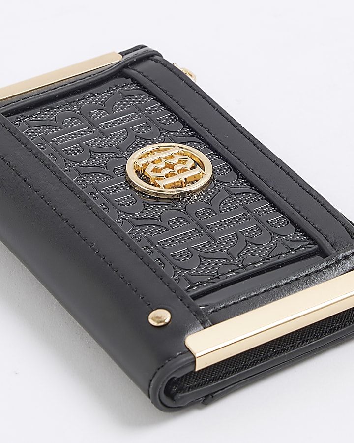 Black RR Monogram Embossed Mini Purse