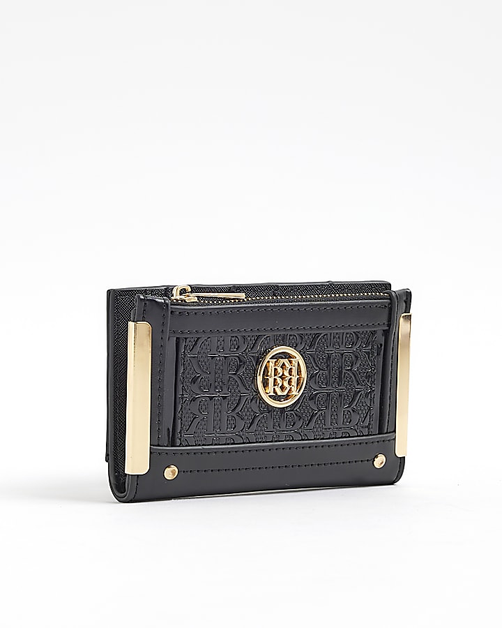 Black RR Monogram Embossed Mini Purse