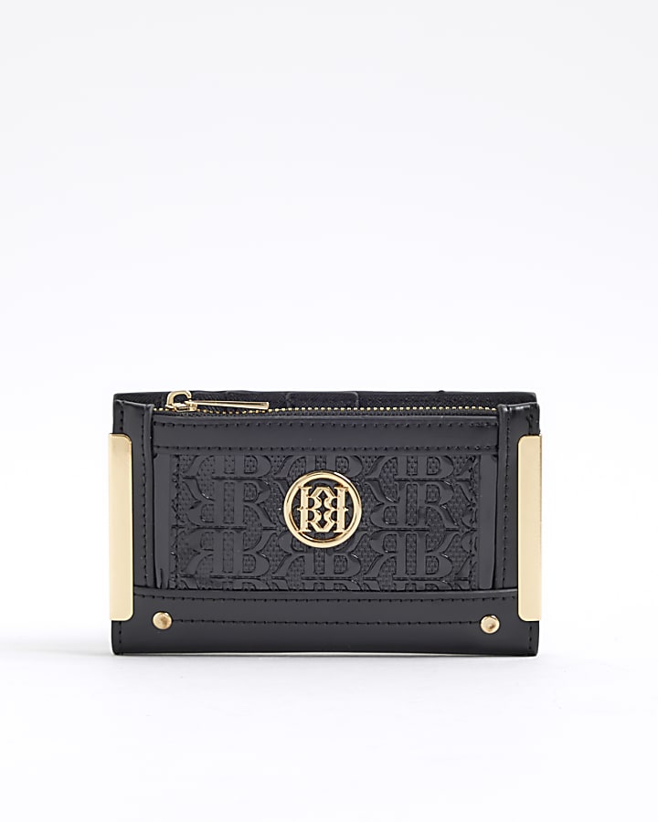 Black RR Monogram Embossed Mini Purse