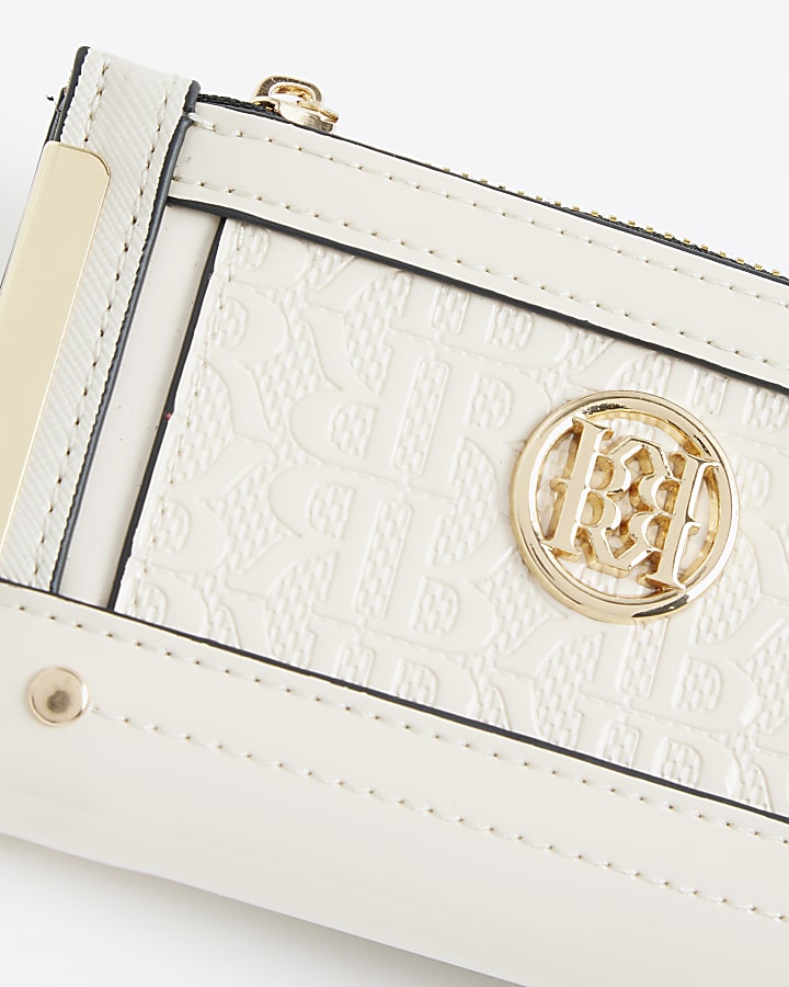 Cream RR Monogram Embossed Mini Purse