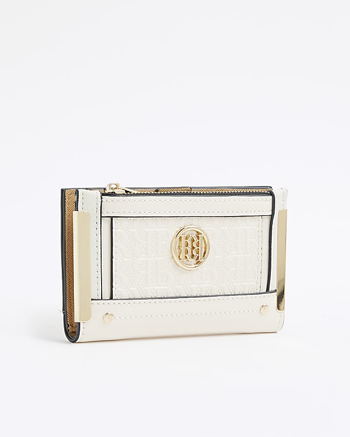 Cream RR Monogram Embossed Mini Purse