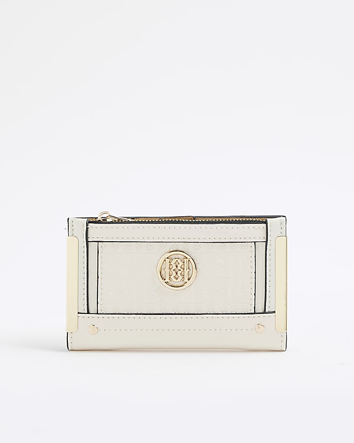 Cream RR Monogram Embossed Mini Purse