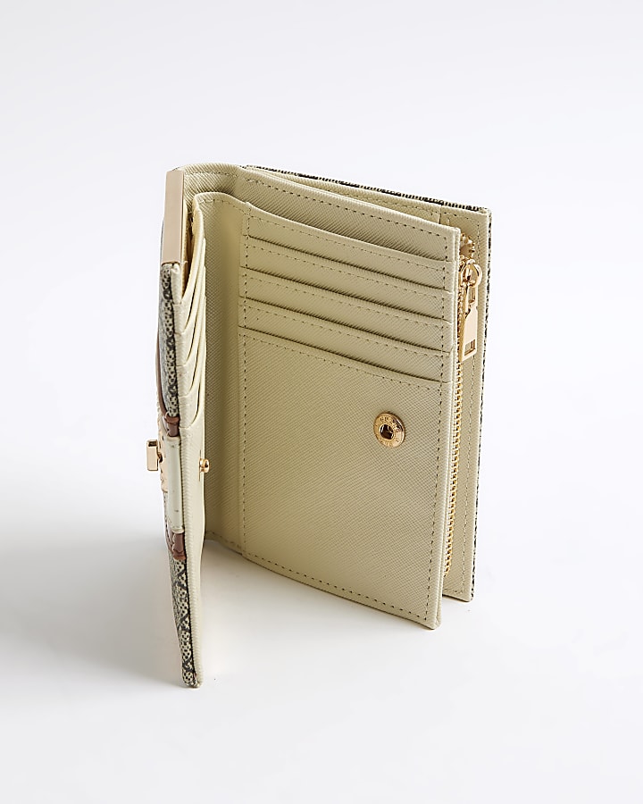 Beige Panelled Monogram Purse