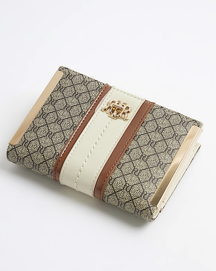Beige Panelled Monogram Purse