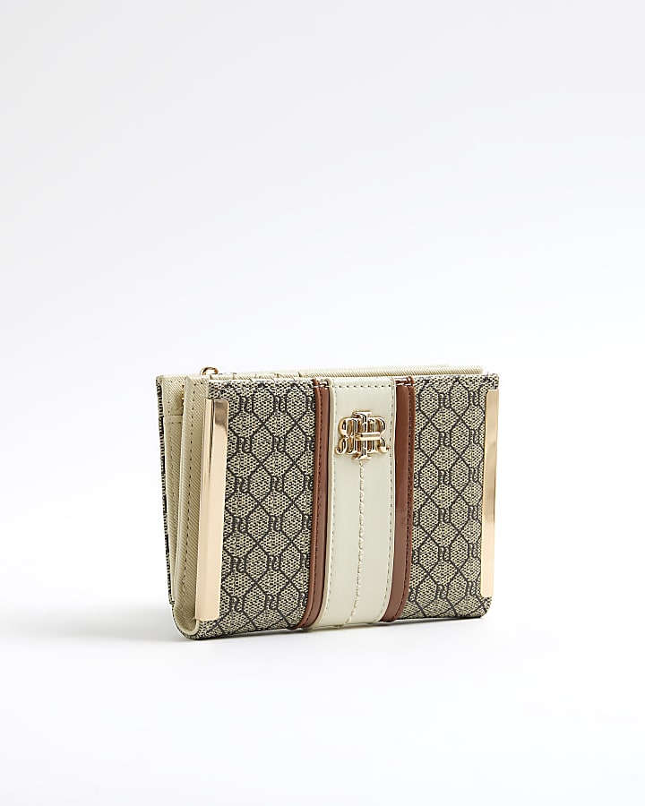 Beige Panelled Monogram Purse