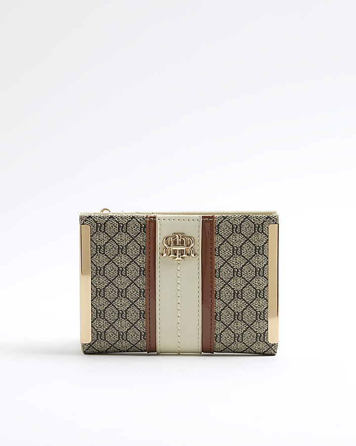 Beige Panelled Monogram Purse