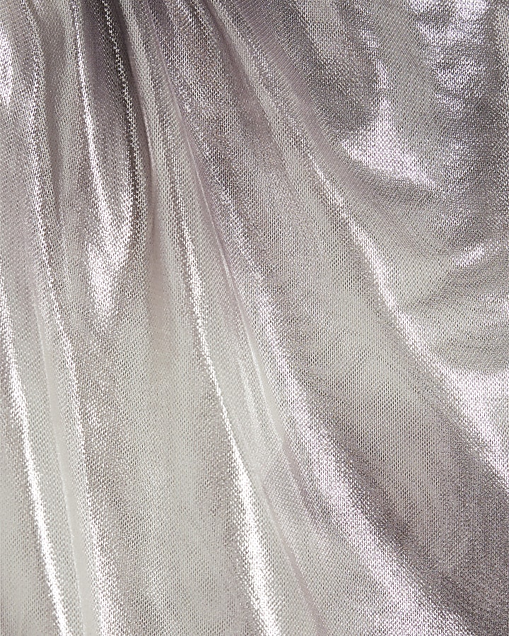 Silver Sleeveless Cut Out Metallic Bodysuit