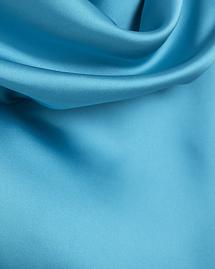 Petite Blue Cowl Neck Maxi Slip Dress