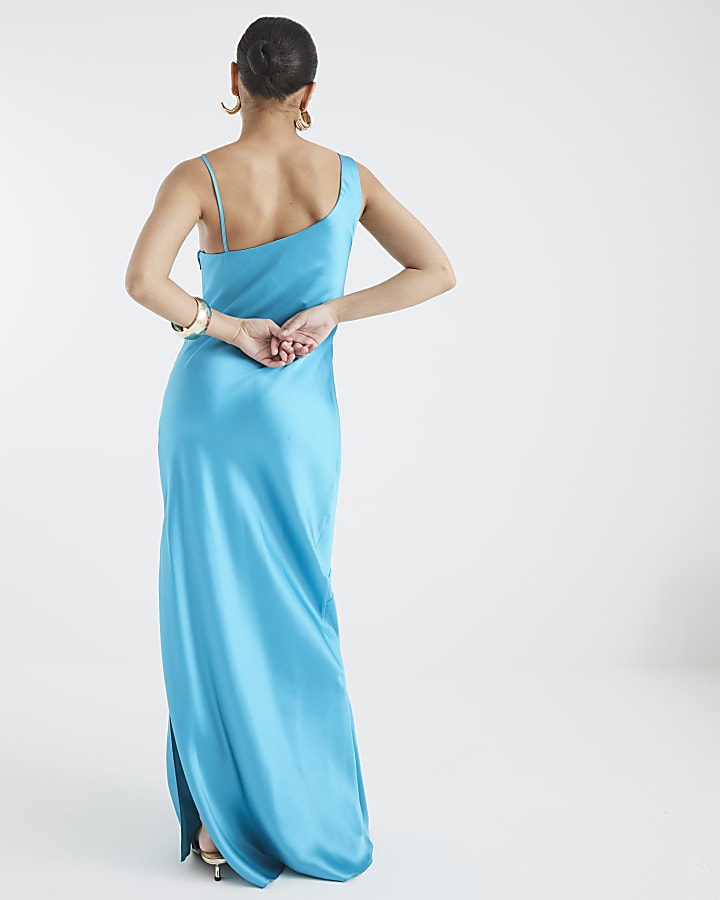 Petite Blue Cowl Neck Maxi Slip Dress