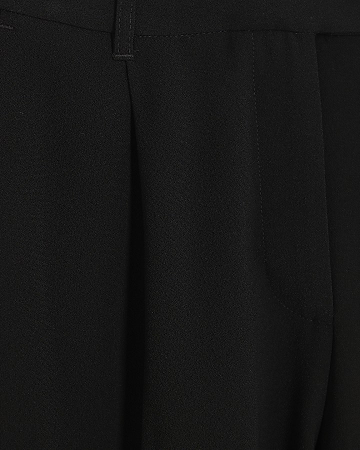 Black Pleated Wide Leg Trousers