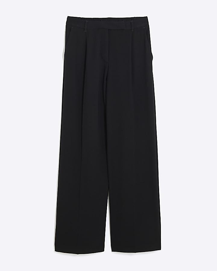Black Pleated Wide Leg Trousers