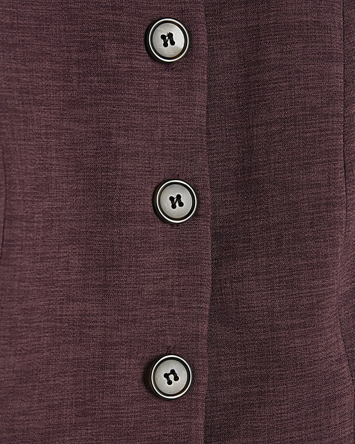 Purple High Neck Fitted Waistcoat