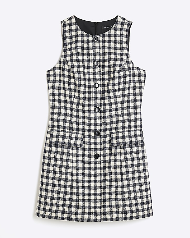 Black Gingham Shift Mini Dress