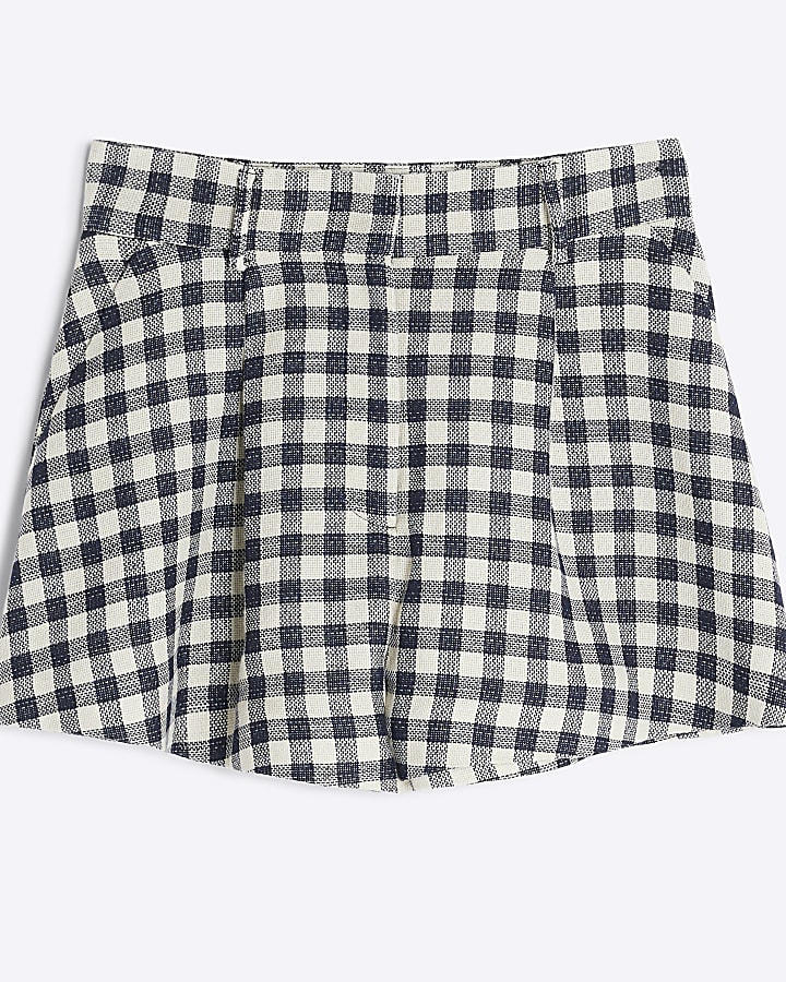 Black Gingham Flare Shorts