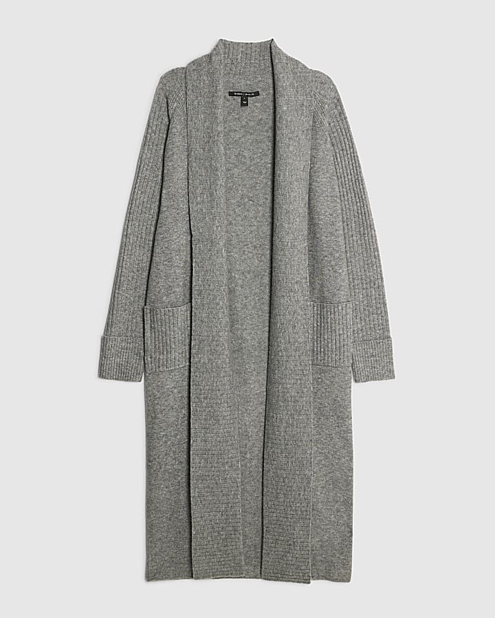 Grey Knitted Maxi Cardigan
