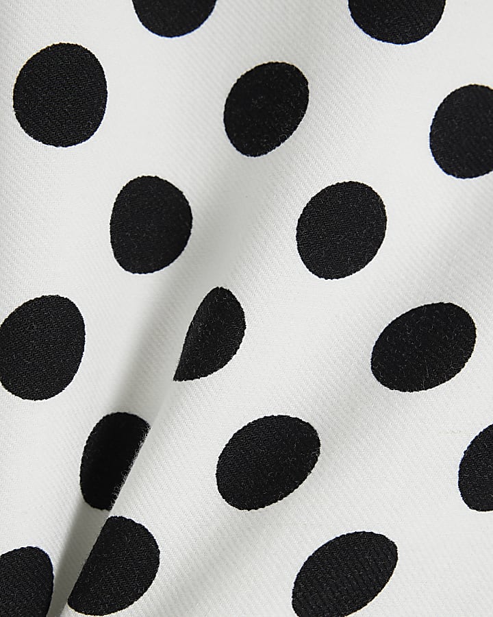 White Polka Dot Frill Tailored Shorts