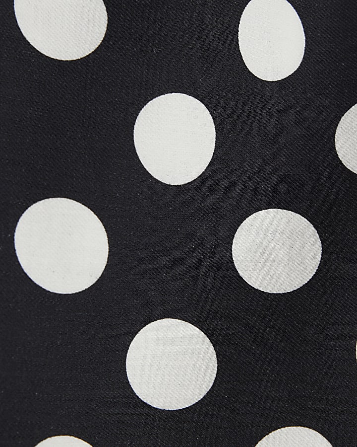 Black Linen Blend Polka Dot Tailored Shorts