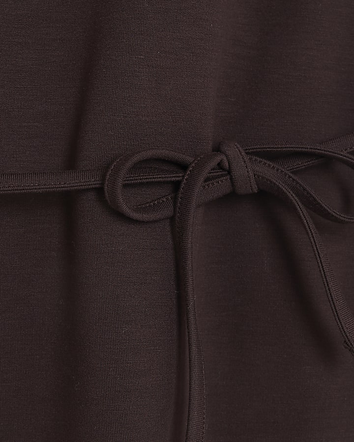 Brown Premium Short Sleeve Belted T-shirt