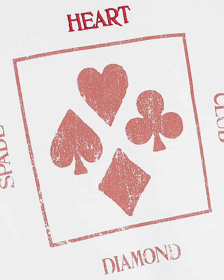White Short Sleeve Card Print T-shirt