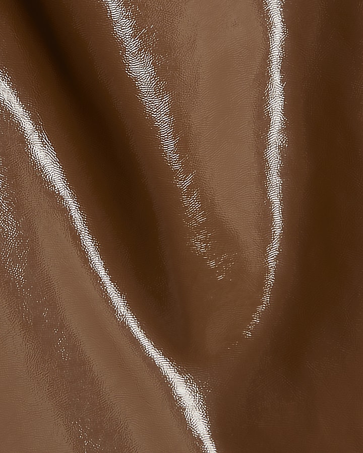 Brown Faux Leather Mini Skirt