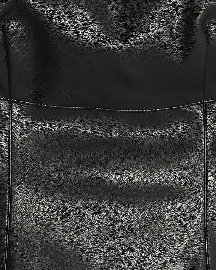 Black Faux Leather Corset Top