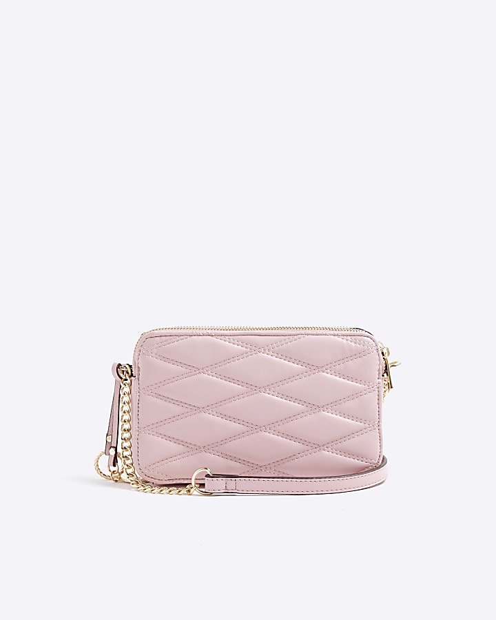 Pink Quilted Cross Body Bag