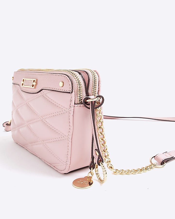 Pink Quilted Cross Body Bag