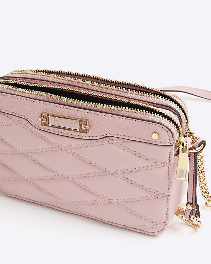Pink Quilted Cross Body Bag