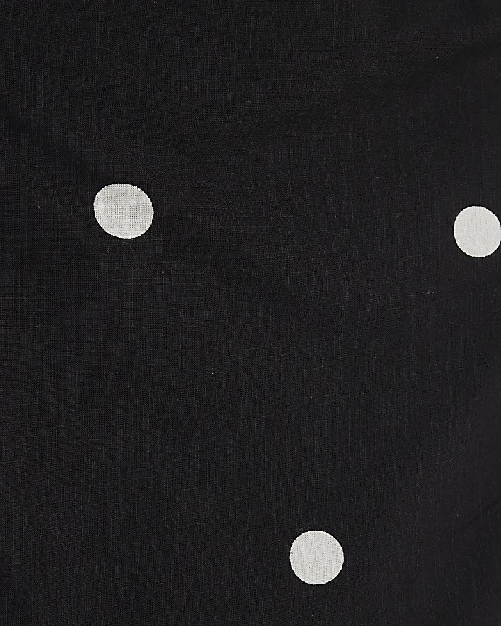 Black Sleeveless Polka Dot Bandeau Top