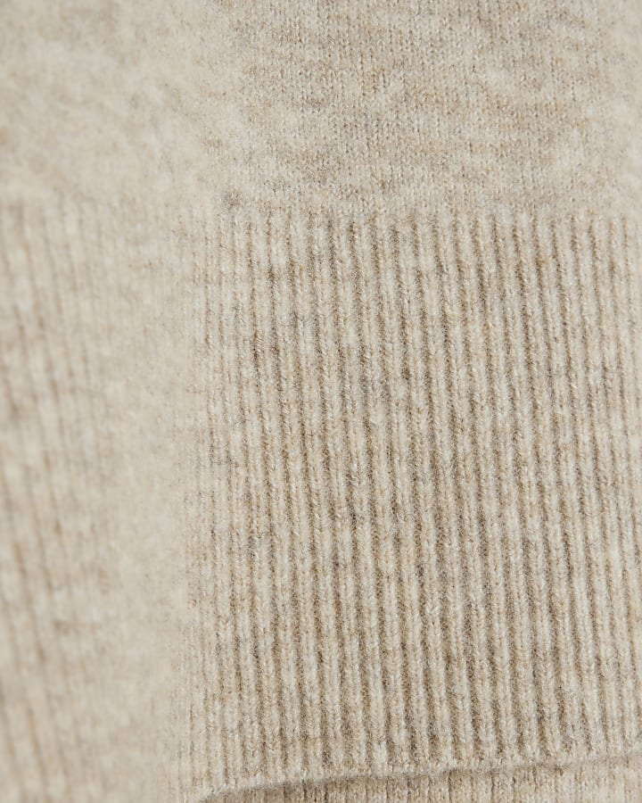 Beige V Neck Jumper