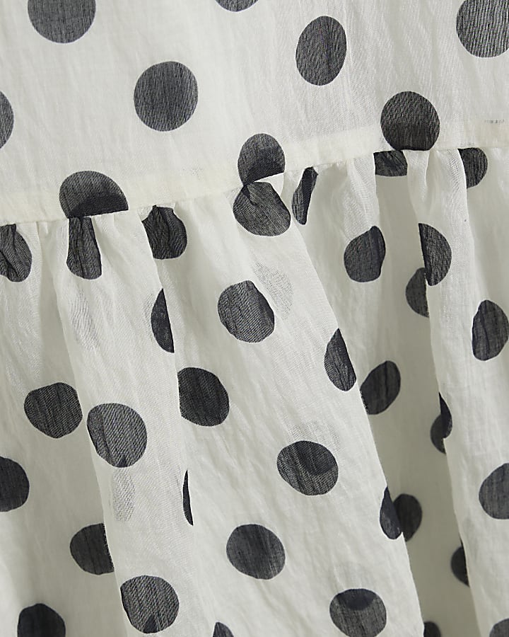 White Polka Dot Tiered Maxi Dress