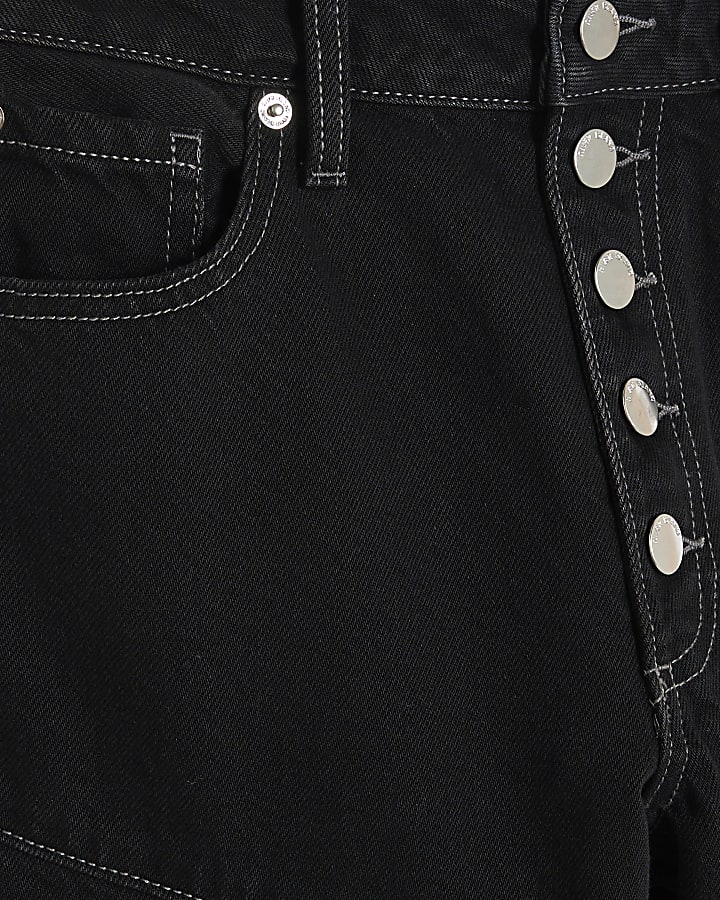 Black High Rise Relaxed Straight Leg Jeans