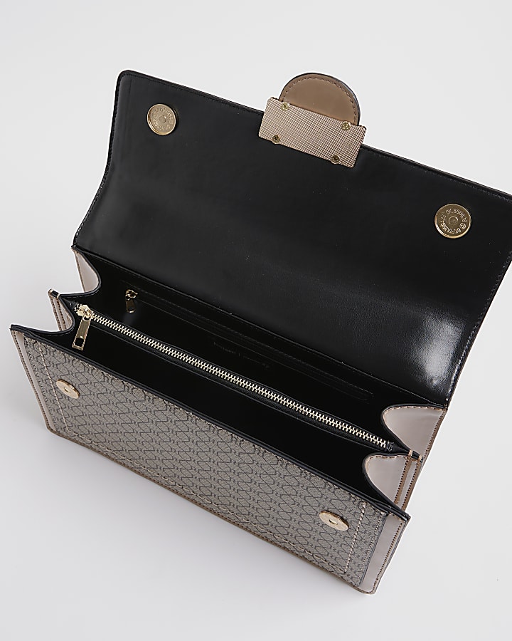 Brown Monogram Print Shoulder bag