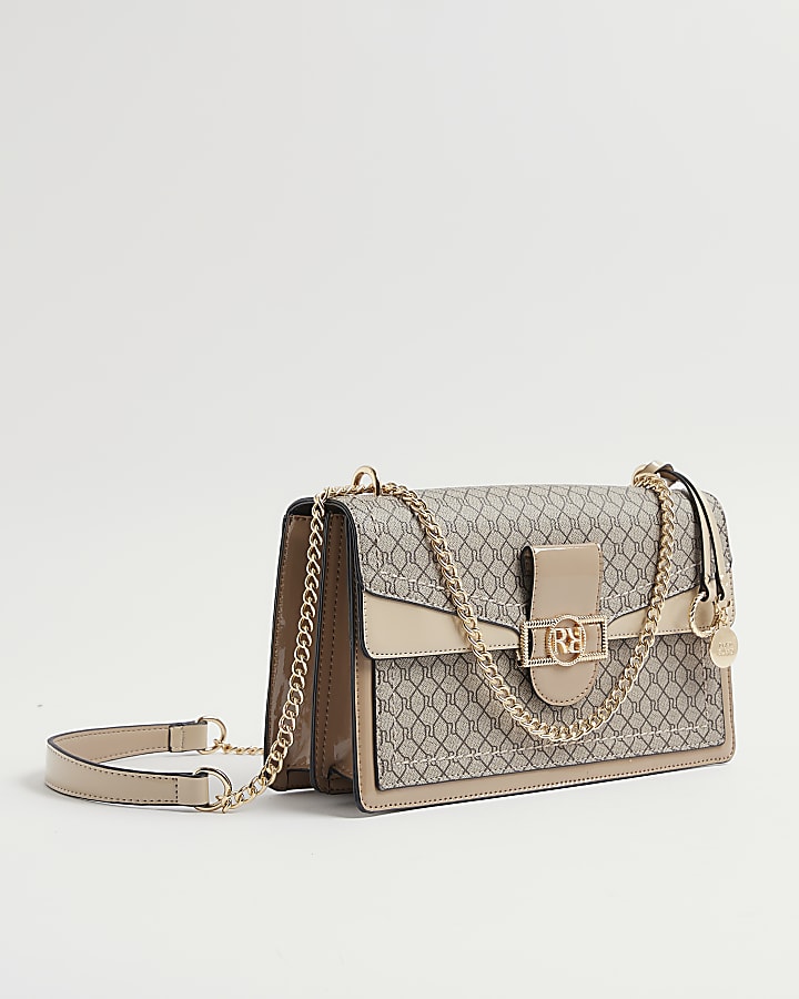 Brown Monogram Print Shoulder bag