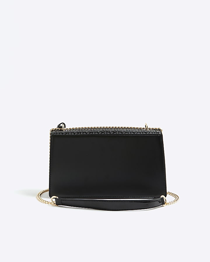 Black Patent RR Panelled Shoulder Bag